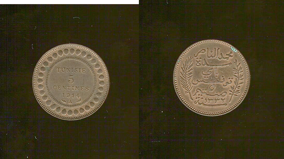 Tunisia 5 centimes 1914A AU+